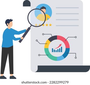 Employee performance evaluation, appraisal or review for goals achievement, assessment for rating or feedback concept, analyze employee with five stars rating concept
