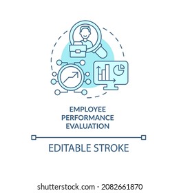 Employee performance evaluation blue concept icon. Assessing productivity. Worker monitoring abstract idea thin line illustration. Vector isolated outline color drawing. Editable stroke