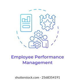 Employee performance management blue gradient concept icon. Improving workers productivity. HR process. Round shape line illustration. Abstract idea. Graphic design. Easy to use in brochure