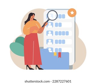 Employee performance management. Performance indicators and reports. Business efficiency and company management. KPI analytics. Flat vector illustration