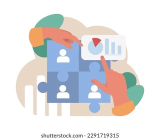 Gestión del rendimiento de los empleados. Indicadores e informes de ejecución. Eficiencia empresarial y gestión de empresas. Análisis de KPI. Ilustración vectorial plana