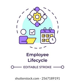 Employee performance management multi color concept icon. Improving workers productivity. HR process. Round shape line illustration. Abstract idea. Graphic design. Easy to use in brochure