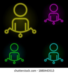 rendimiento del empleado icono de juego de colores de neón. Línea delgada simple, contorno vector de organización empresarial iconos para ui y ux, sitio web o aplicación móvil