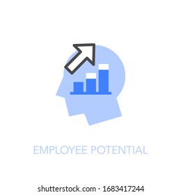 Employee potential symbol with a human head and growing graph. Easy to use for your website or presentation.