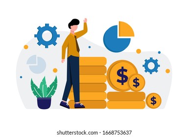 An employee is presenting company profits through pie chart