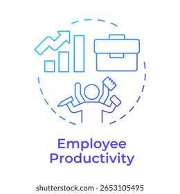 Ícone de conceito de gradiente azul de produtividade do funcionário. Gerenciamento de tarefas, multitarefa. Aumento da eficiência. Ilustração de linha de forma redonda. Ideia abstrata. Design gráfico. Fácil de usar no artigo, post no blog