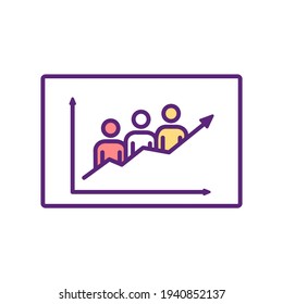 Employee Productivity Boosting RGB Color Icon. Workers Development Support. Efficiency Improvement In Workplace. Employee Engagement Increasing. Workforce Output. Isolated Vector Illustration