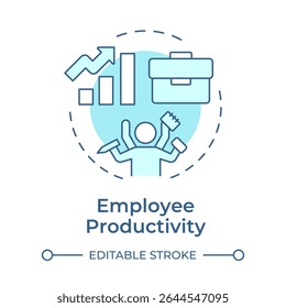 Employee productivity soft blue concept icon. Task management, multitask. Efficiency increase. Round shape line illustration. Abstract idea. Graphic design. Easy to use in article, blog post