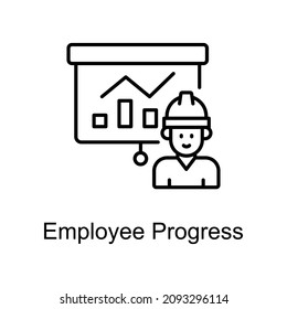 Employee Progress vector outline icon for web isolated on white background EPS 10 file
