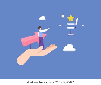 Employee promotion. a worker or employee is promoted by the boss. support from superiors. achieve your dream position. ranking increases. illustration concept design. graphic elements. vector