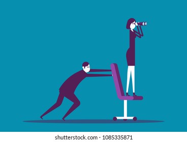 Employee push manager the way forward, Vector illustration direction business concept.