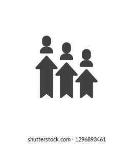 Employee rank vector icon. filled flat sign for mobile concept and web design. People and arrows simple solid icon. Symbol, logo illustration. Pixel perfect vector graphics