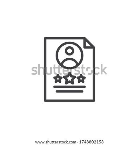 Employee rating feedback line icon. linear style sign for mobile concept and web design. Businessman experience rating outline vector icon. Symbol, logo illustration. Vector graphics