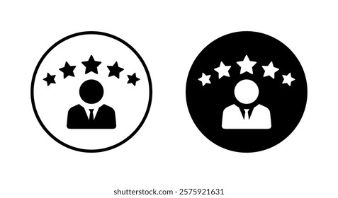 Employee rating with five star icon. Worker reputation sign symbol