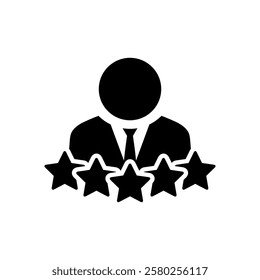 Employee rating icon. Businessman reputation with five stars sign symbol