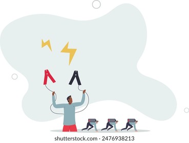 Employee recharge to boost productivity, boost energy to work or recharge after long time Coronavirus quarantine concept.flat illustration