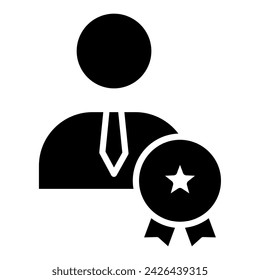 Ilustración vectorial de línea de icono de reconocimiento de empleado