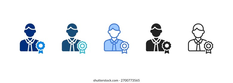 Conjunto de iconos de reconocimiento de empleados Ilustración vectorial de estilos múltiples