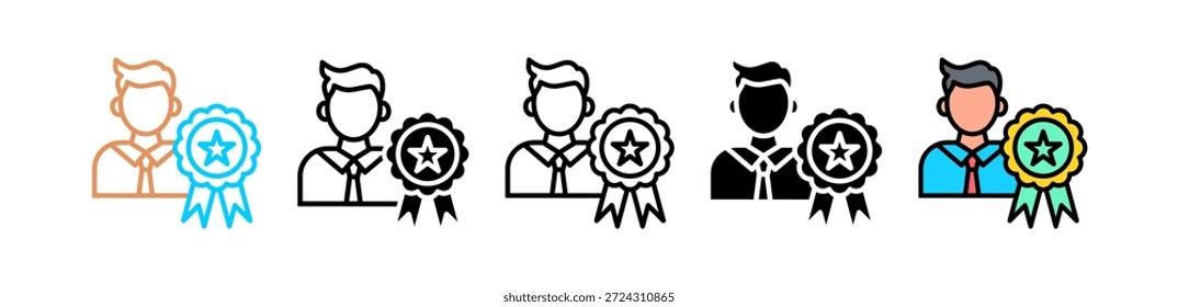 Ilustração do Conjunto de Ícones de Vários Estilos de Reconhecimento de Funcionários