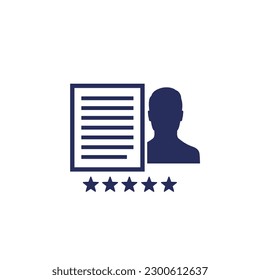 employee recruiting and candidate rating icon on white