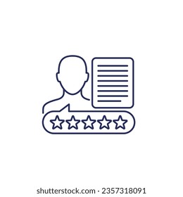 employee recruiting and candidate rating line icon