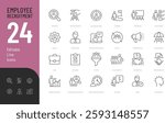 Employee Recruitment Line Editable Icons set. Vector illustration in modern thin line style of business related icons: resume, staff, headhunting, and more.