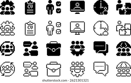 Employee recruitment pixel icons vector illustration