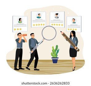 Employee recruitment process. Human Resources selects suitable candidates to fill job positions.