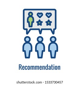 Employee Referral Process Icon With Networking, Recommendation, And Reference