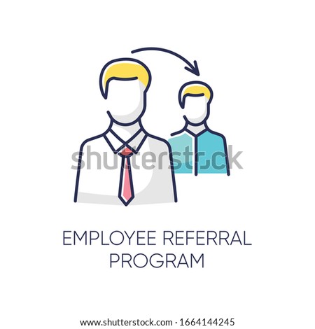 Employee referral program RGB color icon. Corporate workforce search, referal recruitment. Competent staff selection. Effective workers hiring strategy. Isolated vector illustration
