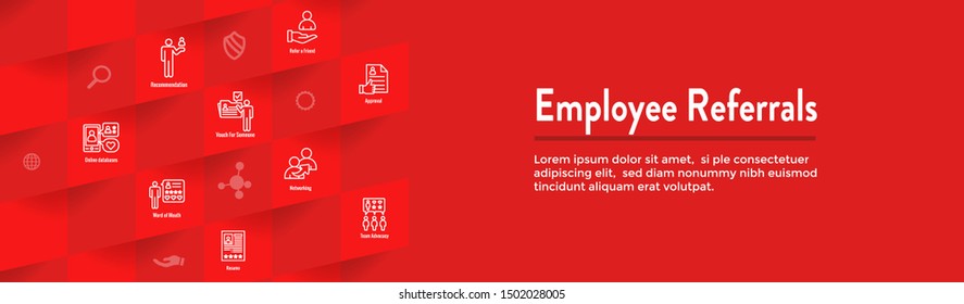 Employee Referrals Icon Set And Web Header Banner