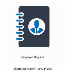 Employee register and data icon concept