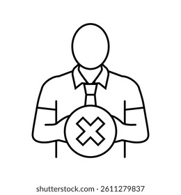 employee reject line icon vector. employee reject sign. isolated contour symbol black illustration