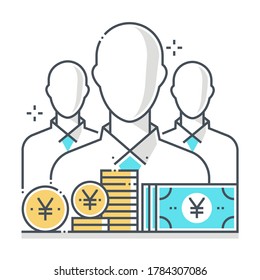 Employee related color line vector icon, illustration. The icon is about salary, income, wage, money, company, payment. The composition is infinitely scalable.