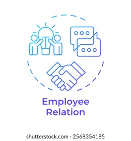 Employee relation blue gradient concept icon. Relationships between employers and workforce. Operational HR. Round shape line illustration. Abstract idea. Graphic design. Easy to use in presentation