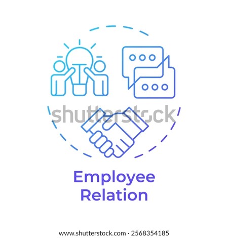 Employee relation blue gradient concept icon. Relationships between employers and workforce. Operational HR. Round shape line illustration. Abstract idea. Graphic design. Easy to use in presentation
