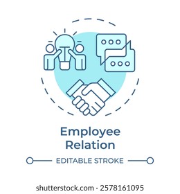 Employee relation soft blue concept icon. Relationships between employers and workforce. Operational HR. Round shape line illustration. Abstract idea. Graphic design. Easy to use in presentation