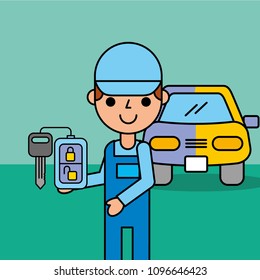 employee with remote key system car service