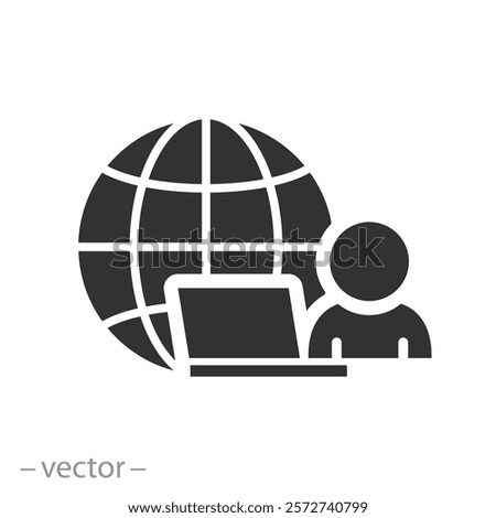 employee remote virtual work, to work remotely icon, concept online management, software for jobs online connection in the home, internet technology, flat symbol on white background