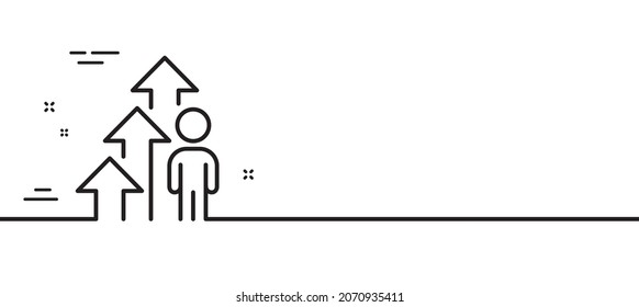 Employee result line icon. Business growth statistics sign. Human resource symbol. Minimal line illustration background. Employee result line icon pattern banner. White web template concept. Vector