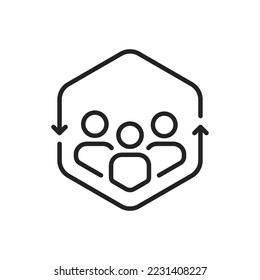 employee retention with abstract staff icon. outline unity or human resource logotype graphic stroke design web element isolated on white. concept of relationship support or loyalty program pictogram
