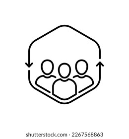 employee retention with abstract staff icon. outline unity or human resource logotype graphic stroke design web element isolated on white. concept of relationship support or loyalty program pictogram