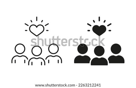 Employee Retention, Client Care Silhouette and Line Icon Set. Customer Loyalty Program. Assistance Symbol. Company's Support Service Pictogram. Editable Stroke. Isolated Vector Illustration.