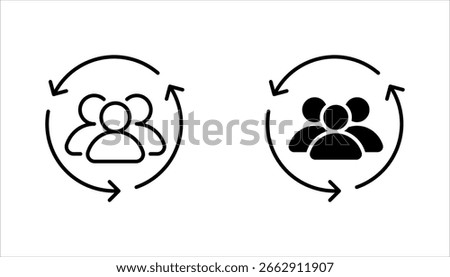 Employee retention icon set, customer, staff, employee editable stroke outline icon, vector illustration on white background