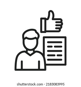 Employee Review Icon Vector Image. Can Also Be Used For Project Management. Suitable For Mobile Apps, Web Apps And Print Media.