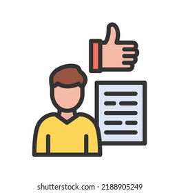 Employee Review Icon Vector Image. Can Also Be Used For Project Management. Suitable For Mobile Apps, Web Apps And Print Media.