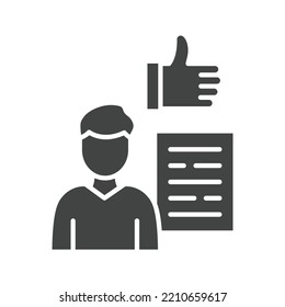 Employee Review Icon Vector Image. Can Also Be Used For Project Management. Suitable For Mobile Apps, Web Apps And Print Media.