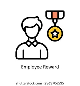 Employee Reward vector Filled outline Icon Design illustration. Human Resources Symbol on White background EPS 10 File 