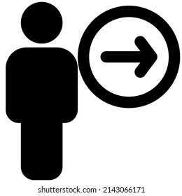 employee with a right direction arrow indication