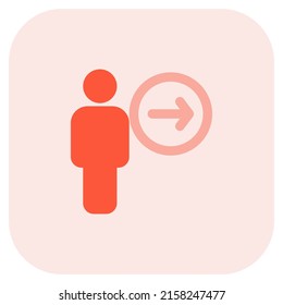 employee with a right direction arrow indication
